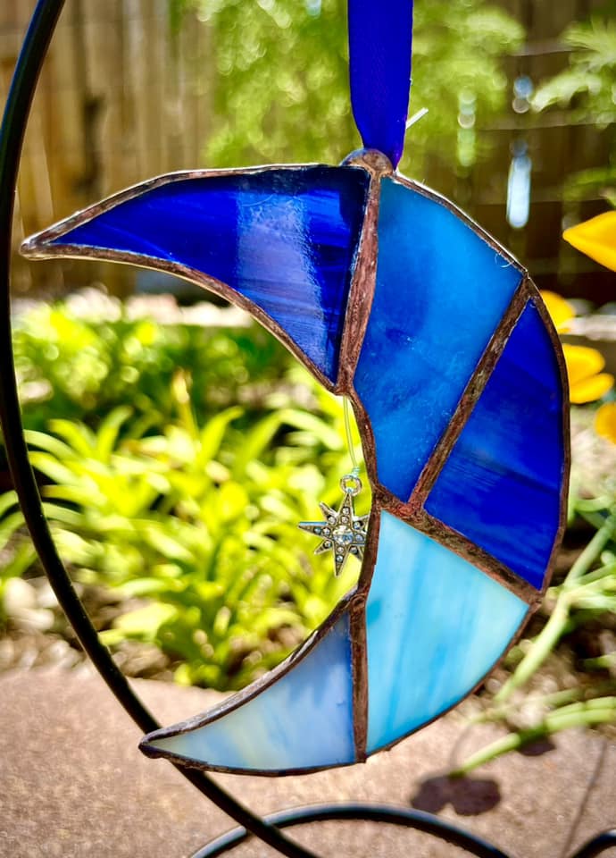 Stained Glass Moon and Star Suncatcher