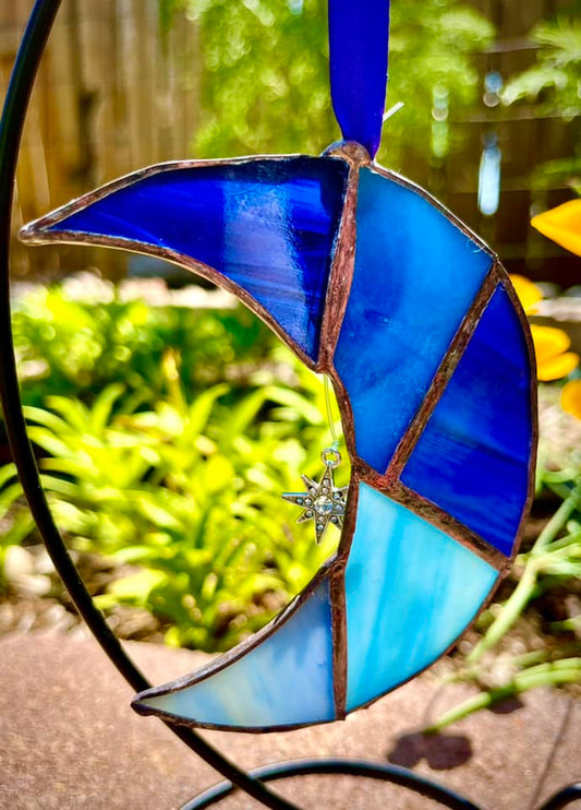 Stained Glass Moon and Star Suncatcher